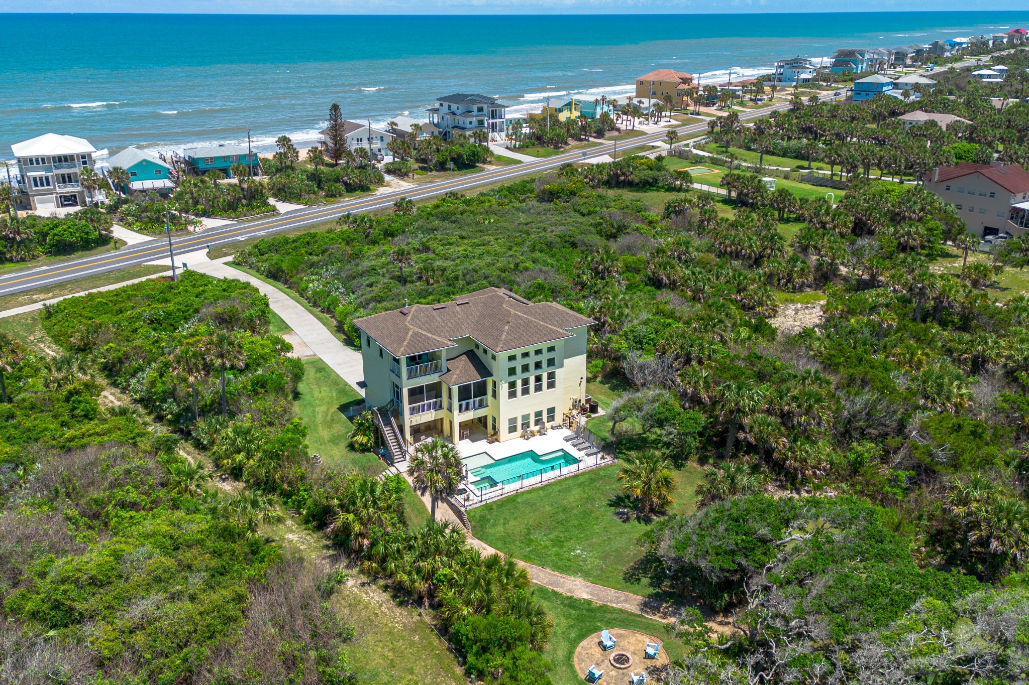 Aerial view of Dunes2Dock between the Atlantic Ocean and the Intracoastal Waterway